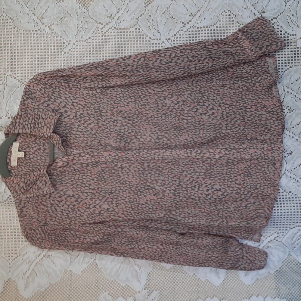 Etcetera Silk Dressy Blouse pink Grey sz 4